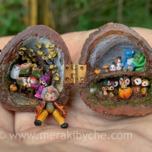 miniature walnut house tiny bird house diorama