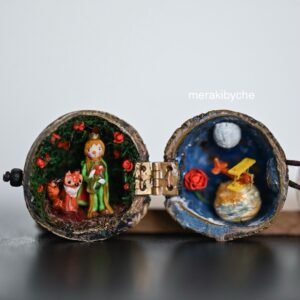 The little Prince miniature scene inside a nut